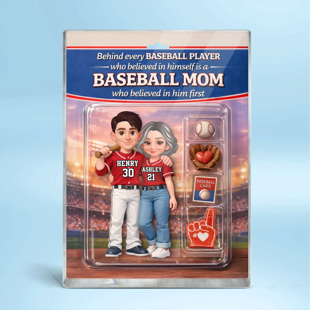 Behind Every Baseball Player is a Baseball Mom Custom Action Figure - Personalized Acrylic Block Plaque - Heartfelt Gift for Mom - Image 10