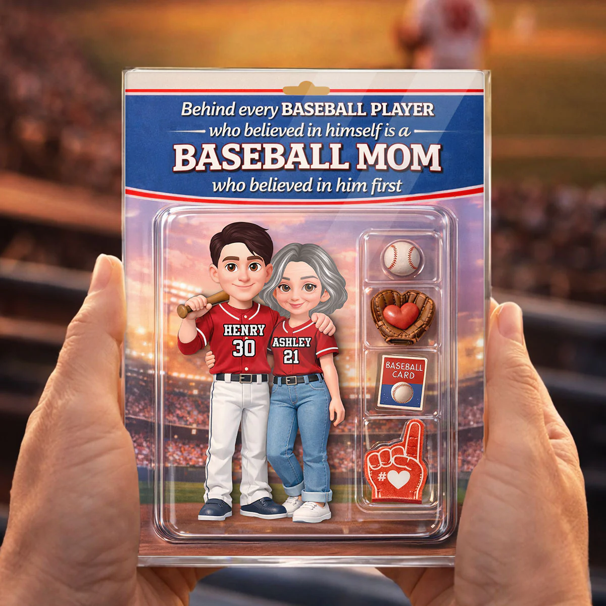 Behind Every Baseball Player is a Baseball Mom Custom Action Figure - Personalized Acrylic Block Plaque - Heartfelt Gift for Mom - Image 4