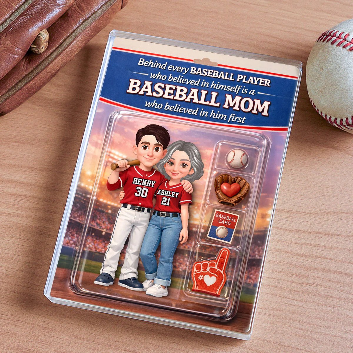 Behind Every Baseball Player is a Baseball Mom Custom Action Figure - Personalized Acrylic Block Plaque - Heartfelt Gift for Mom - Image 5