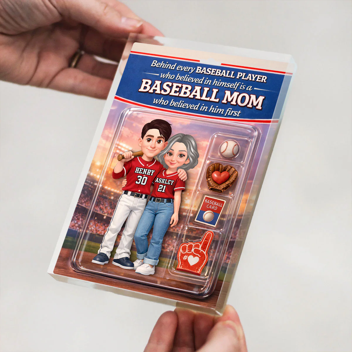 Behind Every Baseball Player is a Baseball Mom Custom Action Figure - Personalized Acrylic Block Plaque - Heartfelt Gift for Mom - Image 7