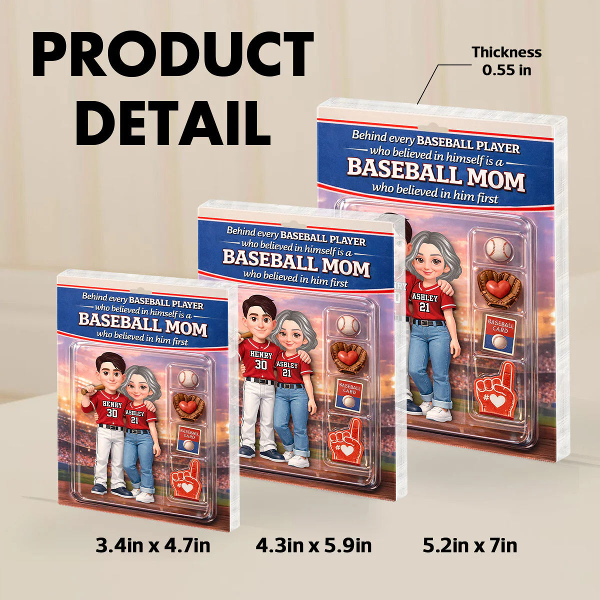 Behind Every Baseball Player is a Baseball Mom Custom Action Figure - Personalized Acrylic Block Plaque - Heartfelt Gift for Mom - Image 8