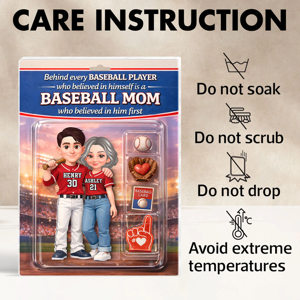 Behind Every Baseball Player is a Baseball Mom Custom Action Figure - Personalized Acrylic Block Plaque - Heartfelt Gift for Mom - Image 9