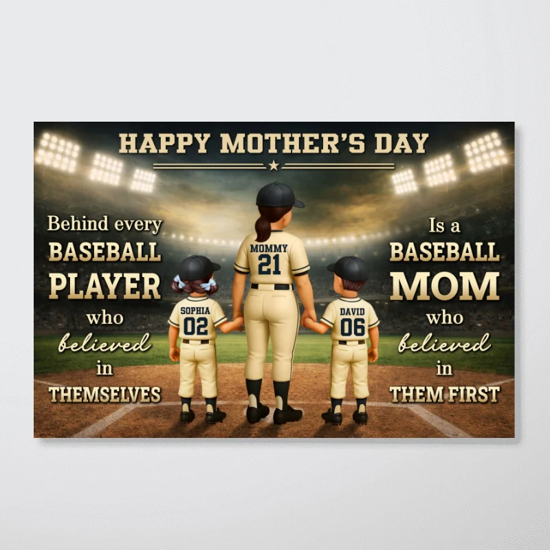 Behind Every Baseball Player is a Baseball Mom - Personalized Poster - Heartfelt Mother's Day Gift for Mom, Wife - Image 10