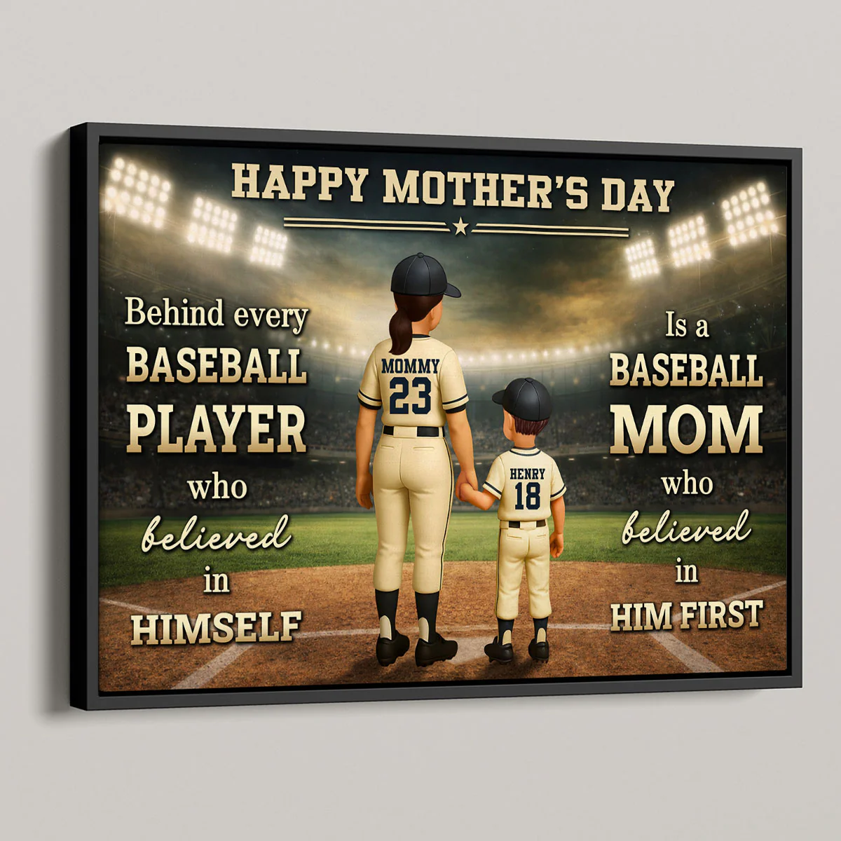Behind Every Baseball Player is a Baseball Mom - Personalized Poster - Heartfelt Mother's Day Gift for Mom, Wife - Image 2