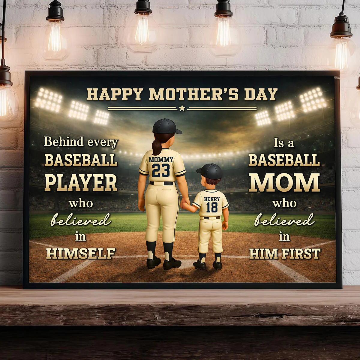 Behind Every Baseball Player is a Baseball Mom - Personalized Poster - Heartfelt Mother's Day Gift for Mom, Wife - Image 3