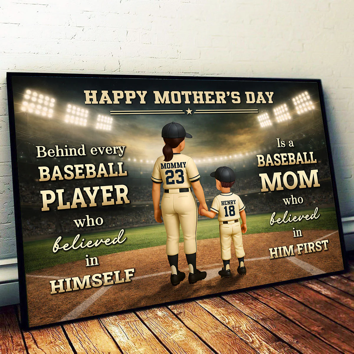 Behind Every Baseball Player is a Baseball Mom - Personalized Poster - Heartfelt Mother's Day Gift for Mom, Wife - Image 5