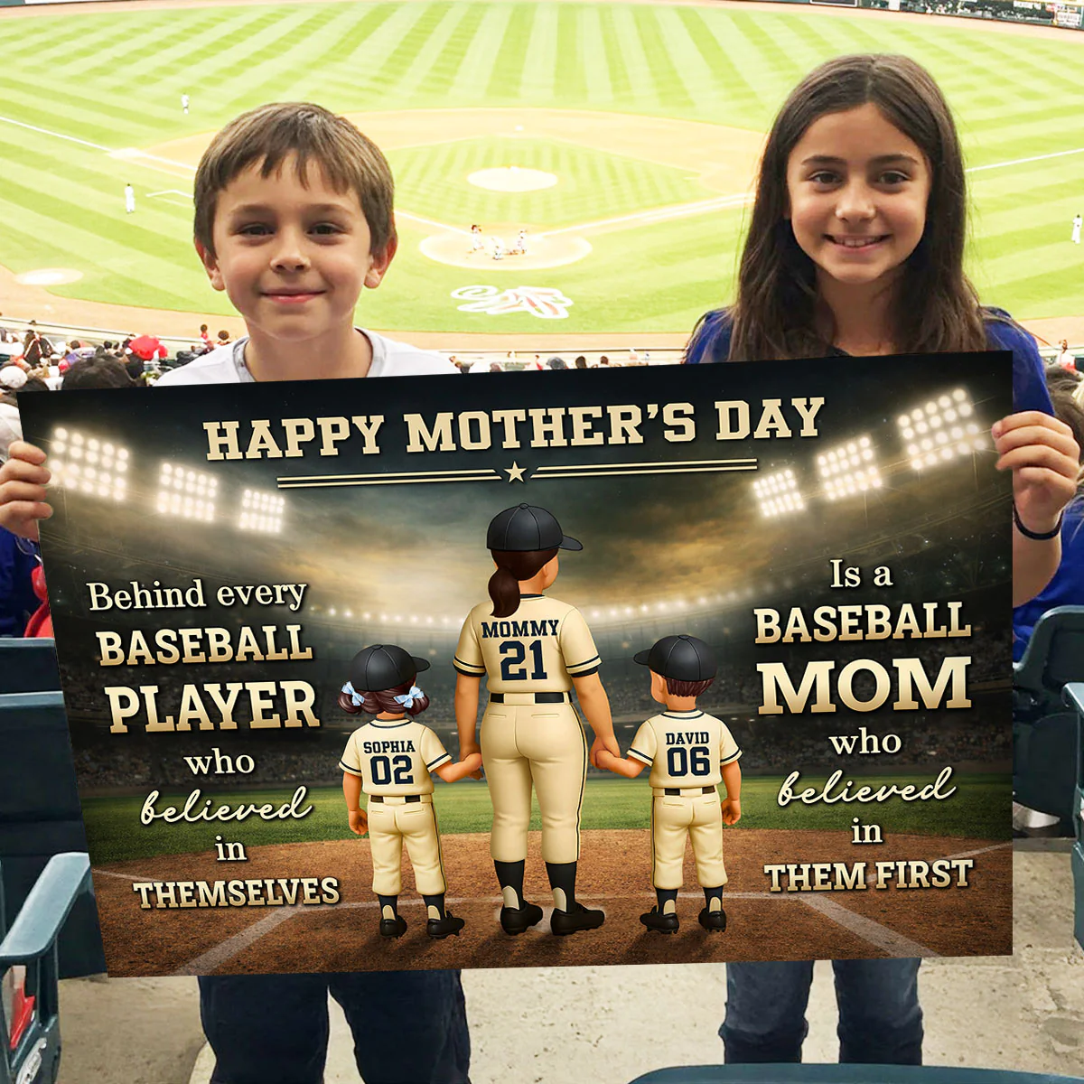 Behind Every Baseball Player is a Baseball Mom - Personalized Poster - Heartfelt Mother's Day Gift for Mom, Wife - Image 7