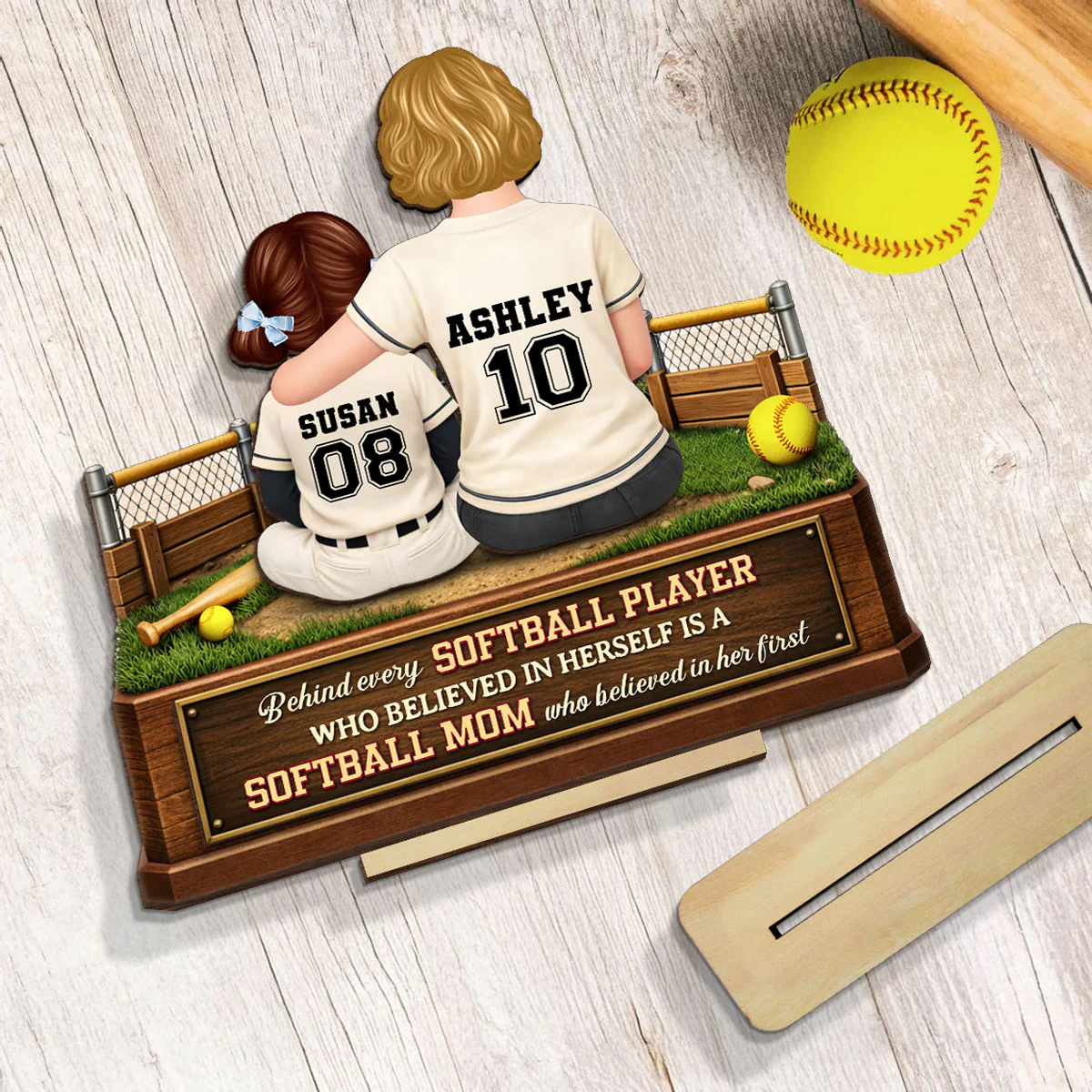 Behind Every Baseball Player is a Mom - Personalized 2-Layered Wooden Plaque - Heartfelt Gift for Mom - Image 6