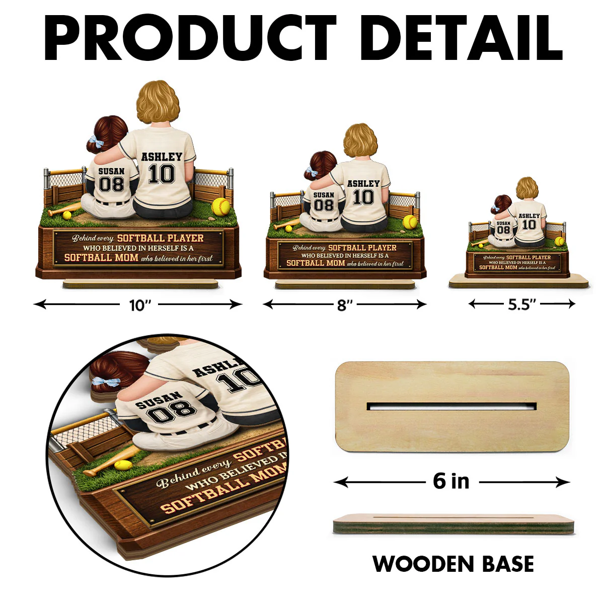 Behind Every Baseball Player is a Mom - Personalized 2-Layered Wooden Plaque - Heartfelt Gift for Mom - Image 8