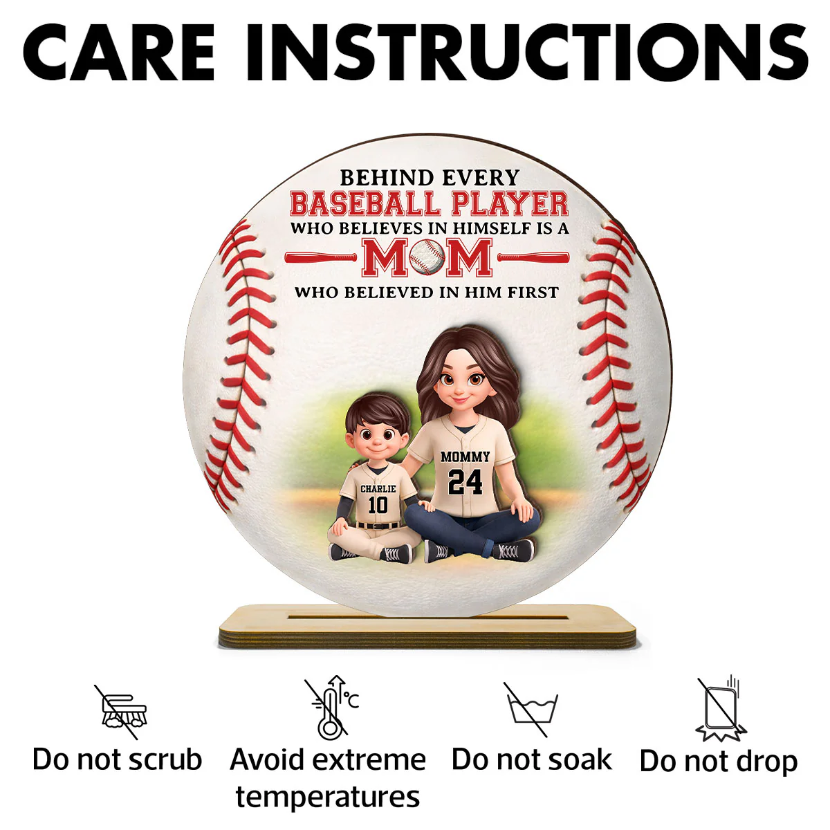 Behind Every Baseball Player Is Mom - Personalized 2-Layered Wooden Plaque - Heartfelt Gift For Mom, Grandma - Image 9
