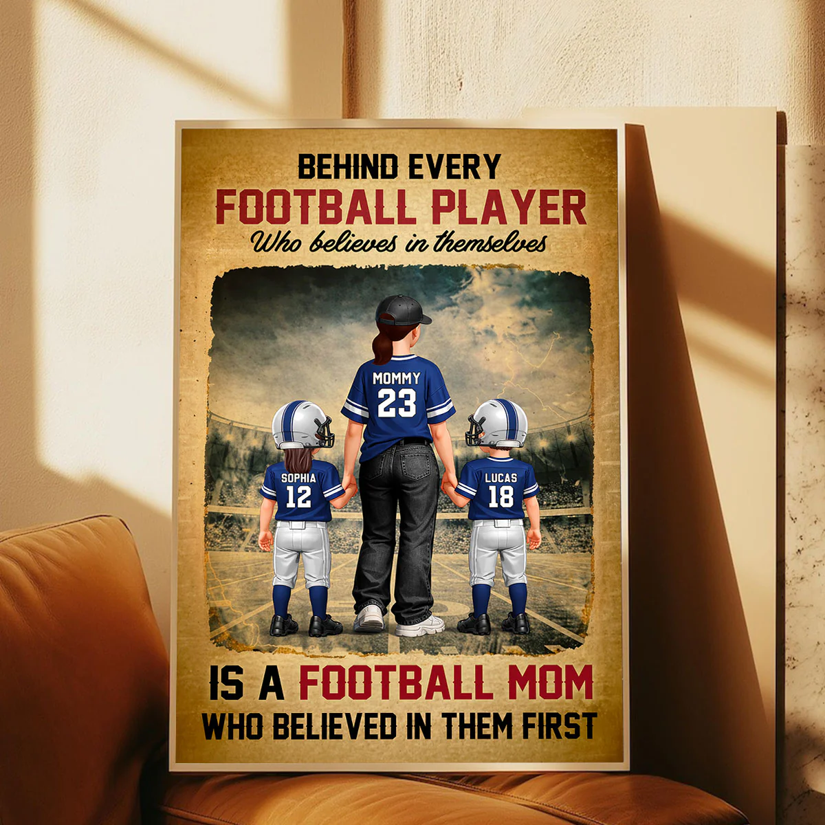 Behind Every Football Player Is A Football Mom - Personalized Poster - Heartfelt Gift For Football Mom - Image 3