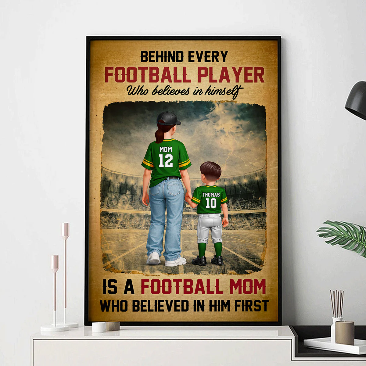 Behind Every Football Player Is A Football Mom - Personalized Poster - Heartfelt Gift For Football Mom - Image 4
