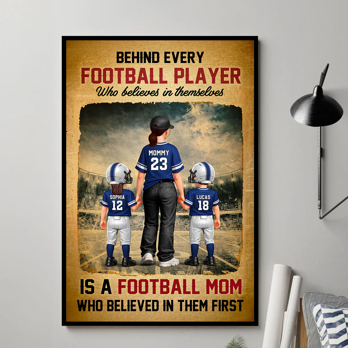 Behind Every Football Player Is A Football Mom - Personalized Poster - Heartfelt Gift For Football Mom - Image 5
