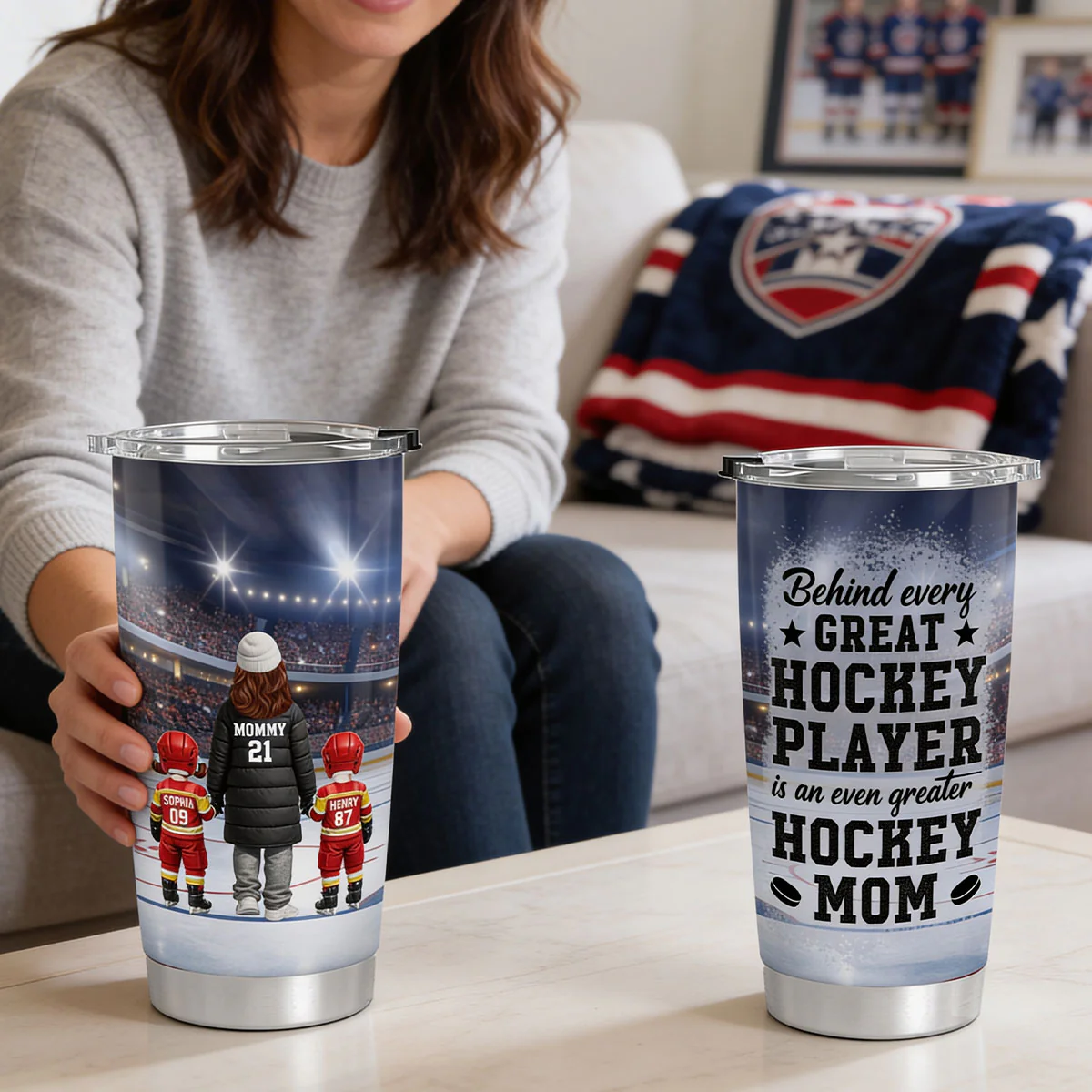 Behind Every Great Hockey Player Is An Even Greater Hockey Mom - Personalized Tumbler - Mother's Day Gift For Hockey Mom, Gift For Wife - Image 5