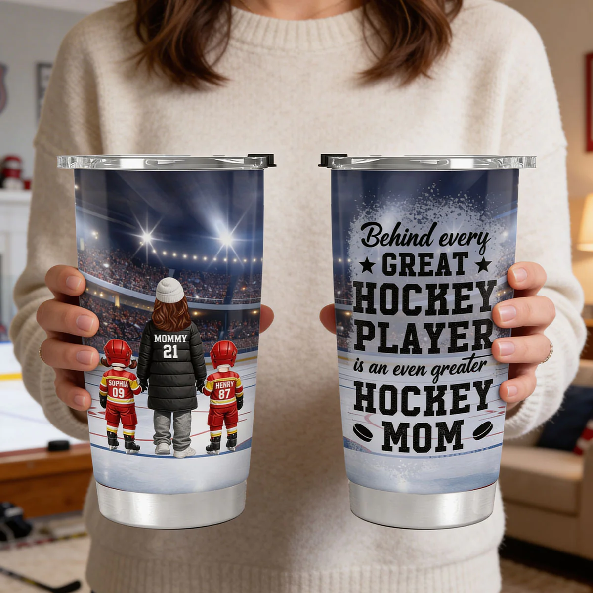 Behind Every Great Hockey Player Is An Even Greater Hockey Mom - Personalized Tumbler - Mother's Day Gift For Hockey Mom, Gift For Wife - Image 6