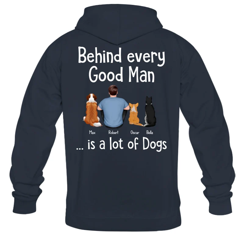 Behind Every Great Man Is Dog Sitting Man & Dogs Personalized Shirt [Print On The Back] - Image 12