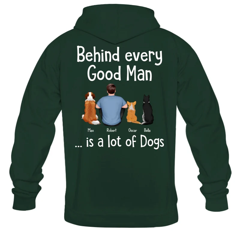 Behind Every Great Man Is Dog Sitting Man & Dogs Personalized Shirt [Print On The Back] - Image 15