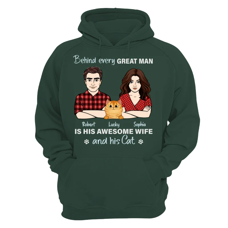 Behind Every Great Man Is His Wife And His Cats Personalized Shirt - Image 12