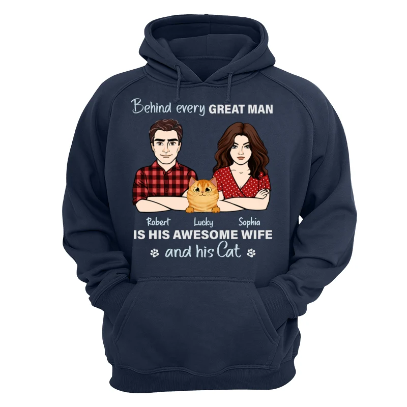 Behind Every Great Man Is His Wife And His Cats Personalized Shirt - Image 9