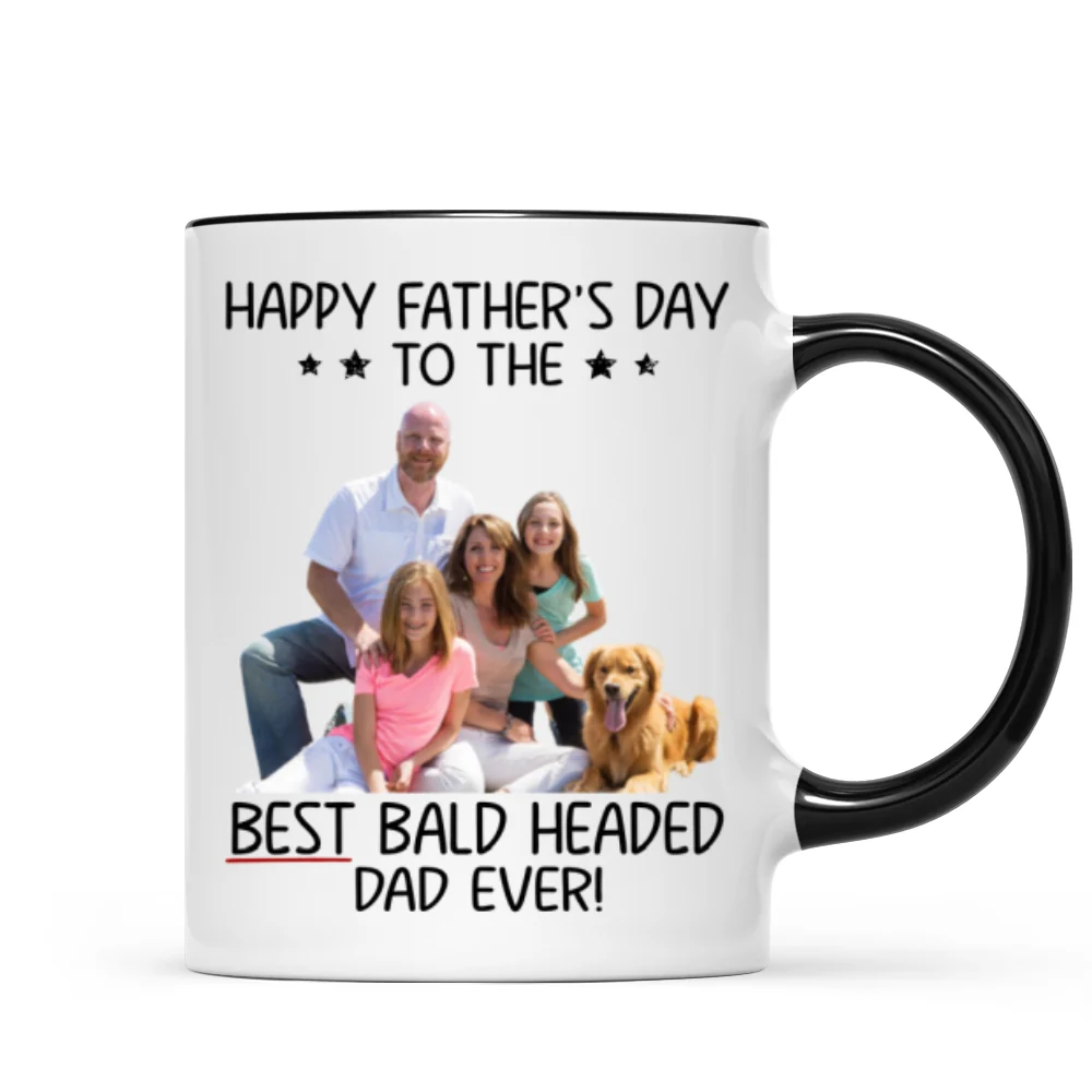 Behind Spoiled Daughter Is Bald Headed Father Photo Inserted Funny Father‘s Day Gift For Dad Personalized Mug - Image 8