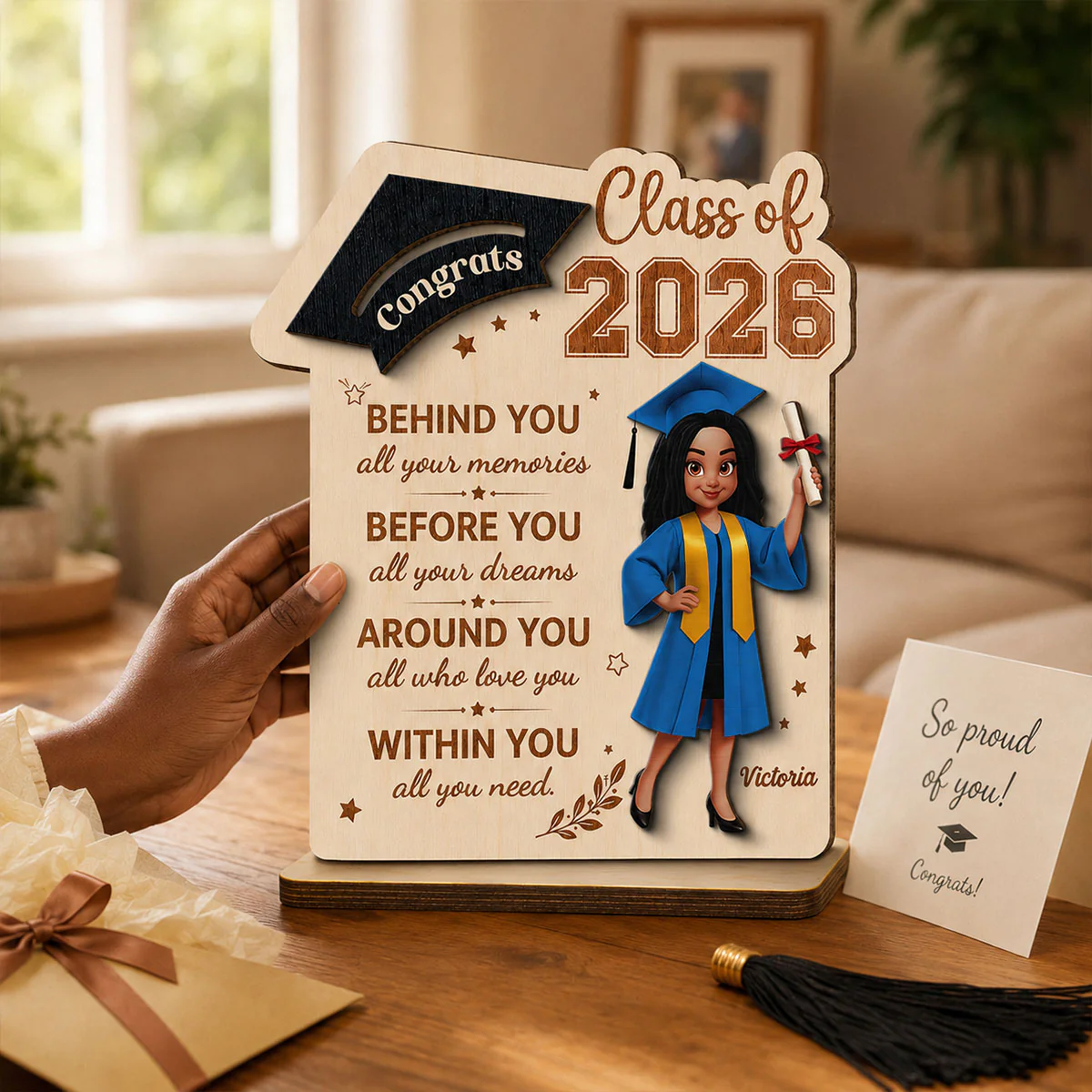 Behind You All Your Dream Graduation - Personalized 2-Layered Wooden Plaque - Graduation Gift For Graduates, Daughter, Son - Image 5