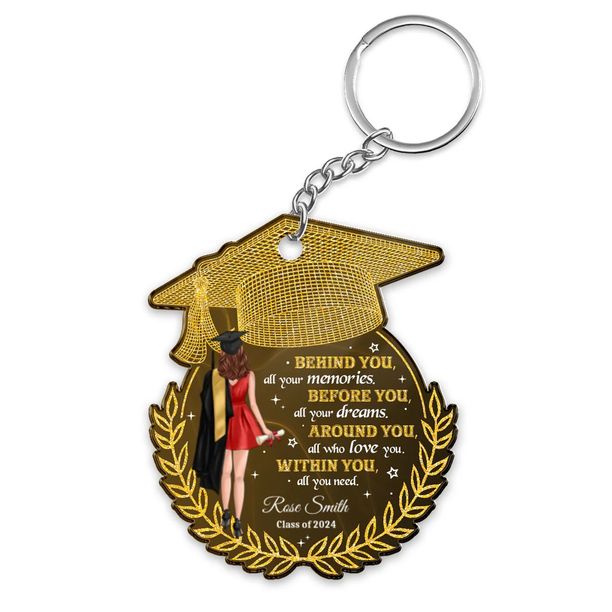 Behind You All Your Memories Graduation Gift Personalized Acrylic Keychain - Image 5