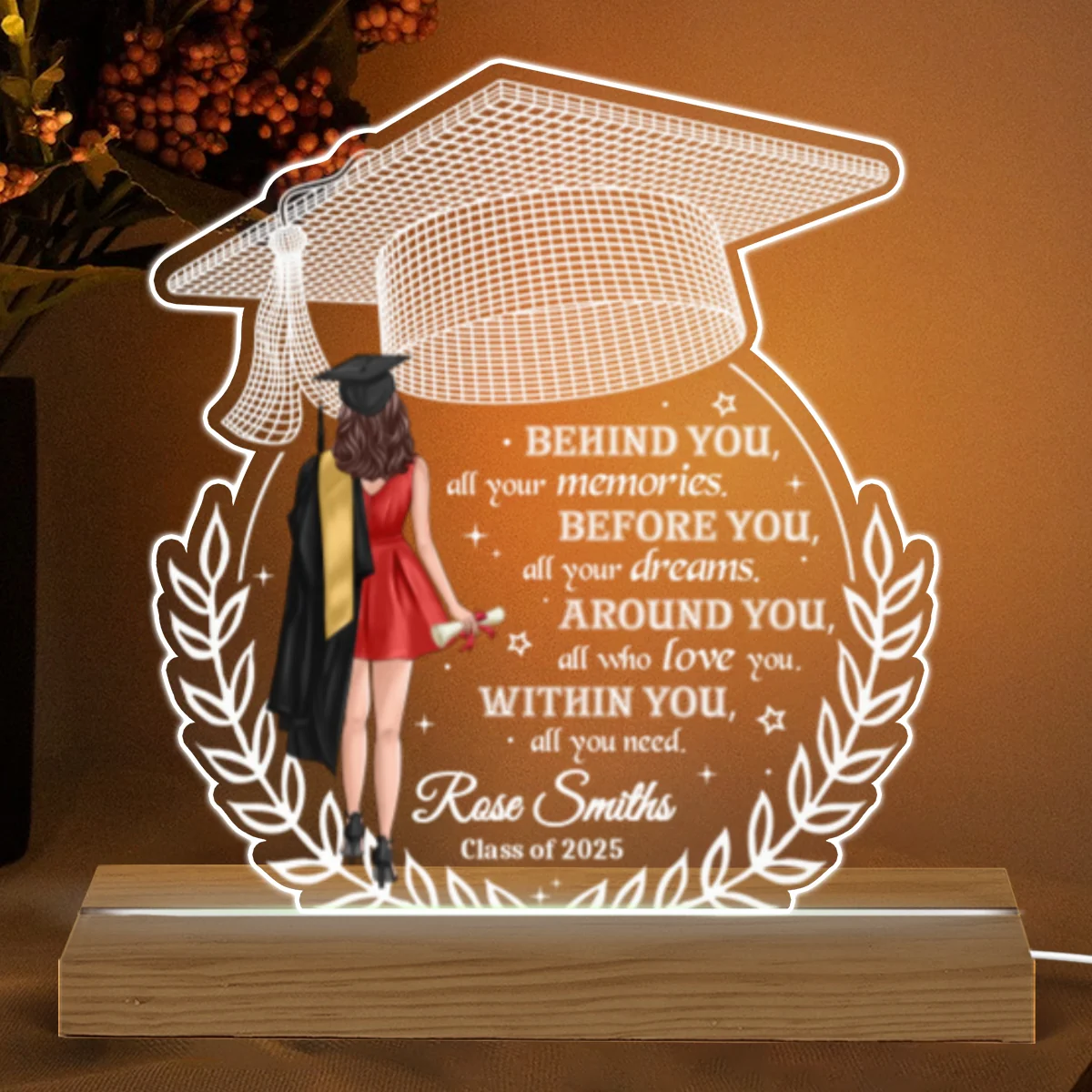 Behind You All Your Memories Graduation Gift - Personalized Acrylic LED Night Light - Image 12