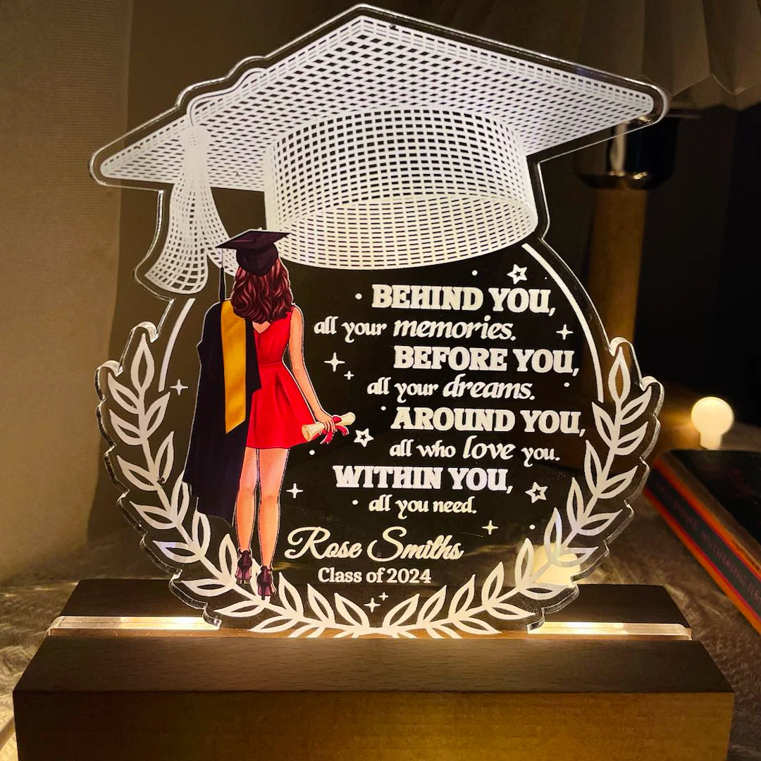 Behind You All Your Memories Graduation Gift - Personalized Acrylic LED Night Light - Image 9