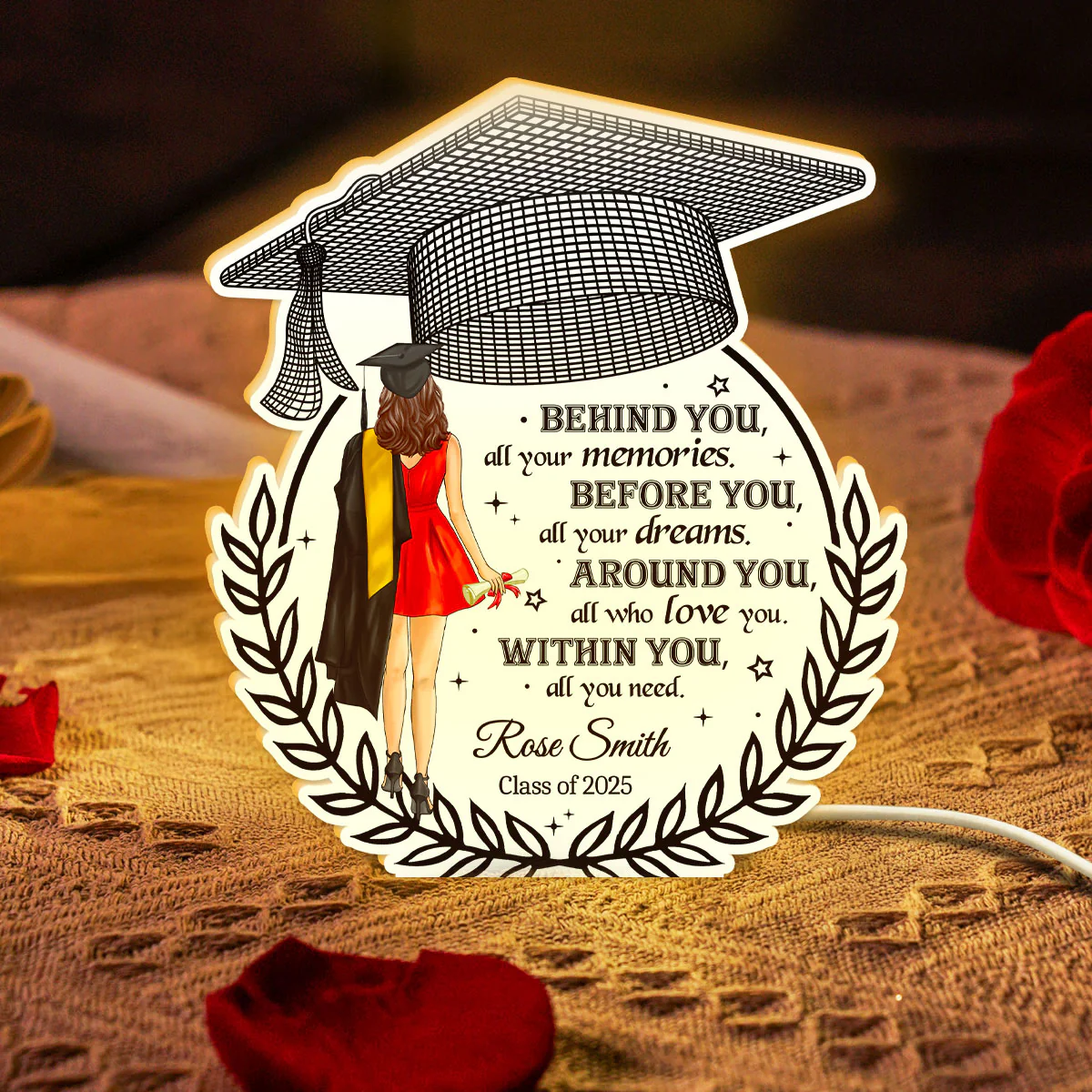 Behind You All Your Memories Graduation Gift Personalized Light Box - Image 4