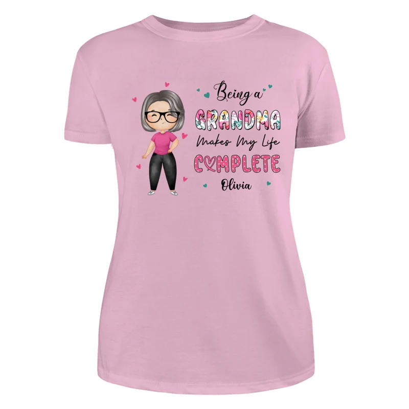Being Grandma Makes Life Complete Watercolor Grandma Personalized Shirt - Image 11