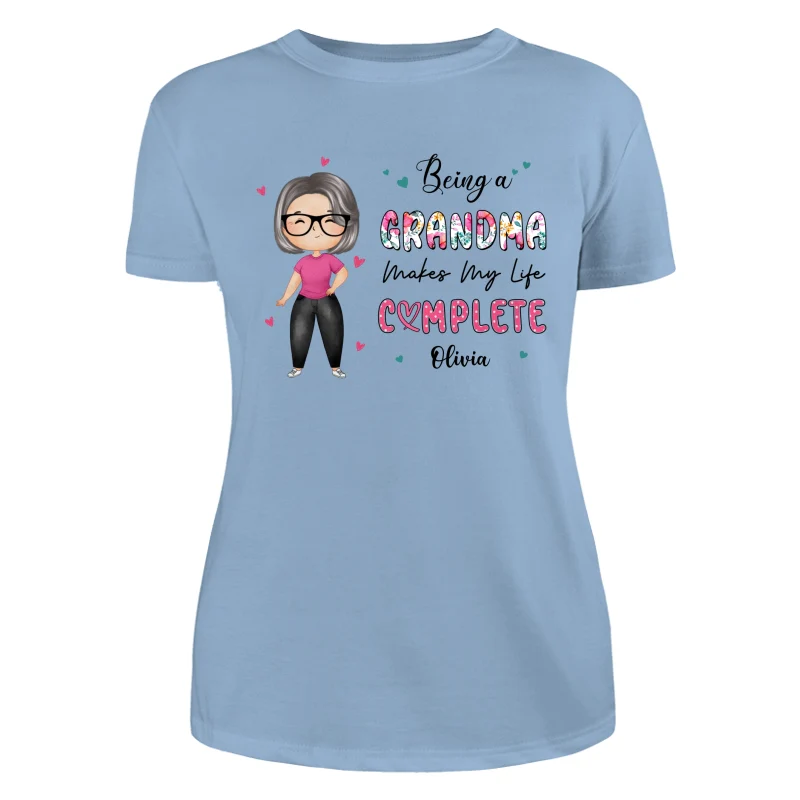 Being Grandma Makes Life Complete Watercolor Grandma Personalized Shirt - Image 12