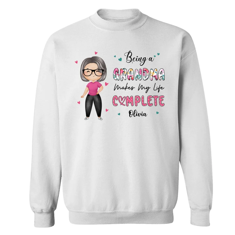 Being Grandma Makes Life Complete Watercolor Grandma Personalized Shirt - Image 17
