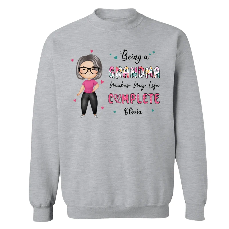 Being Grandma Makes Life Complete Watercolor Grandma Personalized Shirt - Image 18
