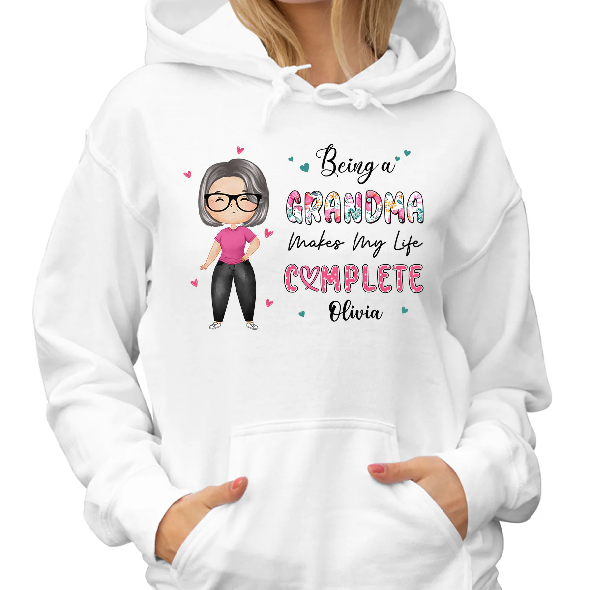 Being Grandma Makes Life Complete Watercolor Grandma Personalized Shirt - Image 4
