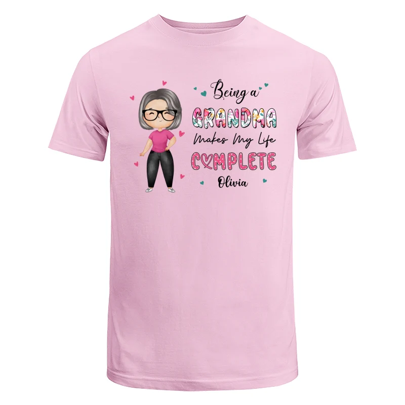 Being Grandma Makes Life Complete Watercolor Grandma Personalized Shirt - Image 7