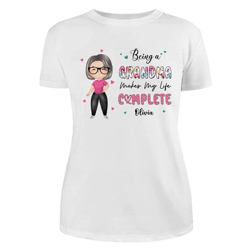 Being Grandma Makes Life Complete Watercolor Grandma Personalized Shirt - Image 9