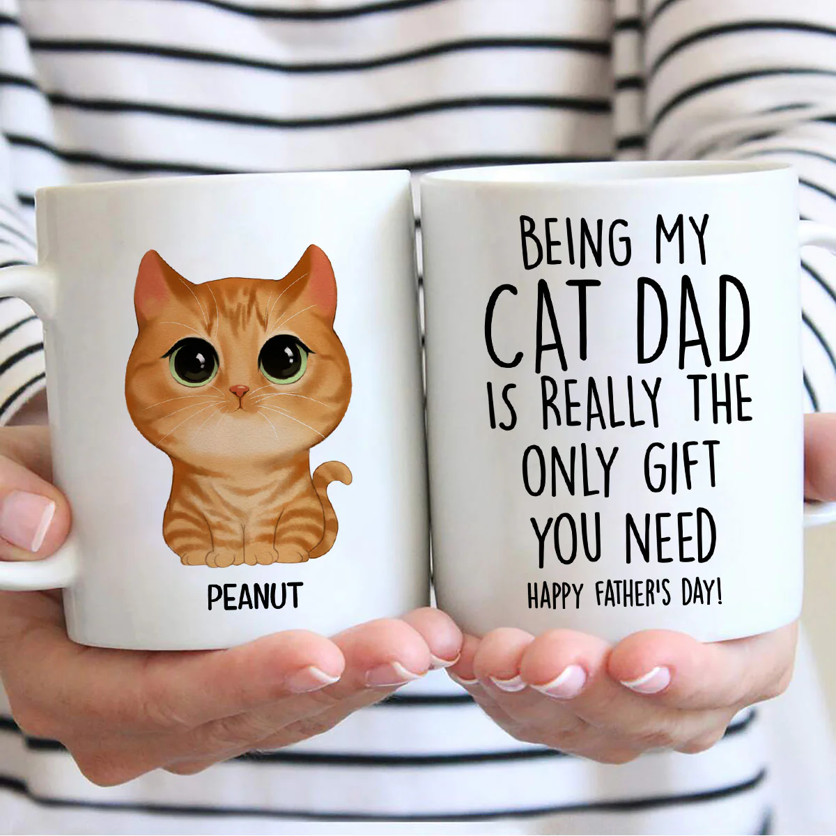 Being My Cat Dad The Only Gift You Need Watercolor Cute Cats Personalized Mug - Image 2
