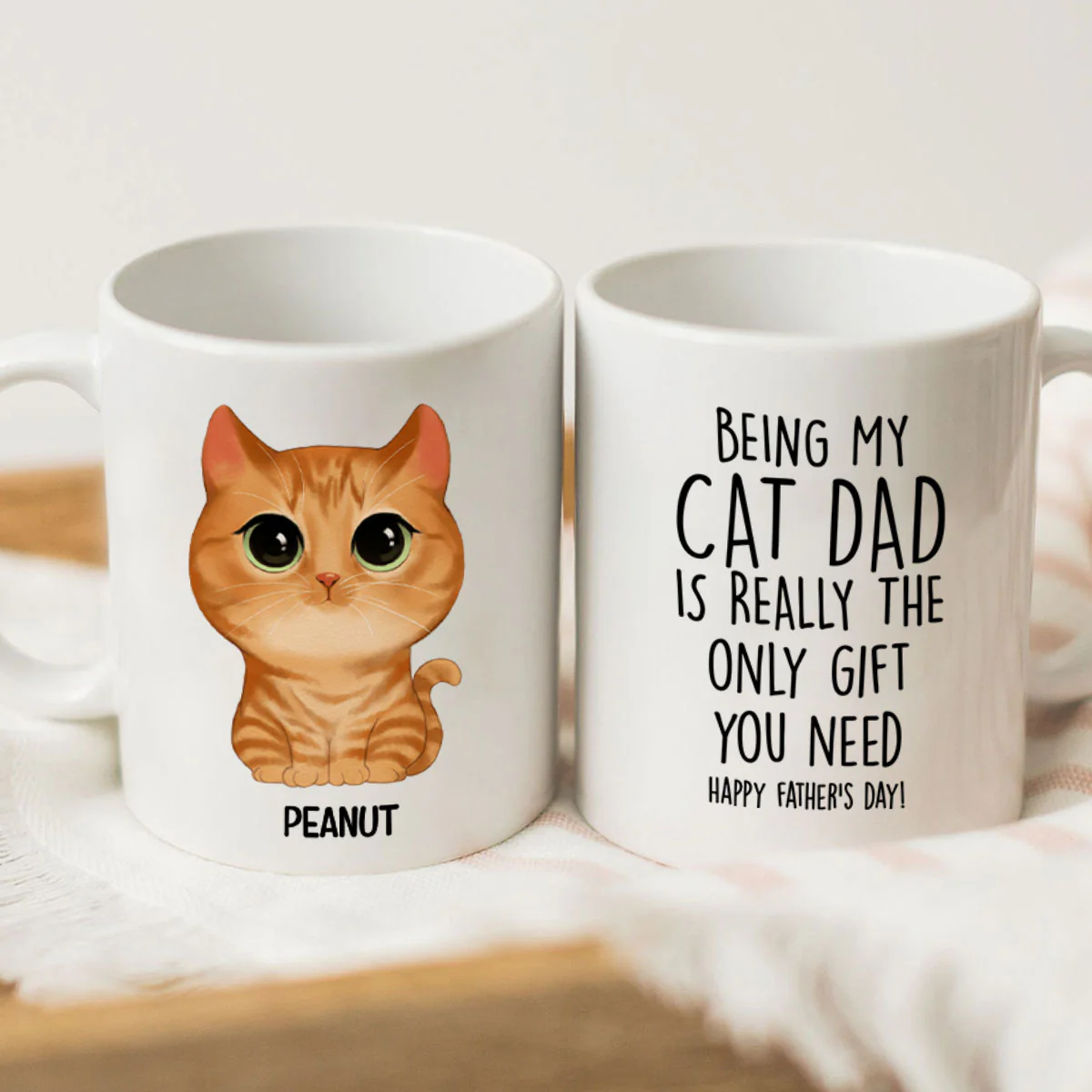 Being My Cat Dad The Only Gift You Need Watercolor Cute Cats Personalized Mug - Image 3