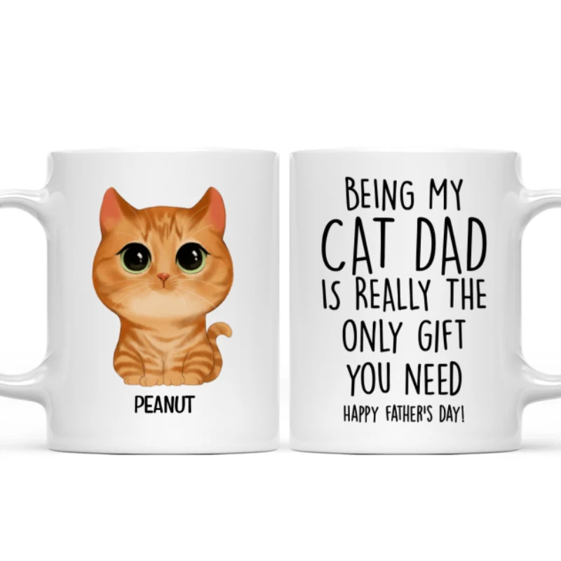 Being My Cat Dad The Only Gift You Need Watercolor Cute Cats Personalized Mug - Image 4