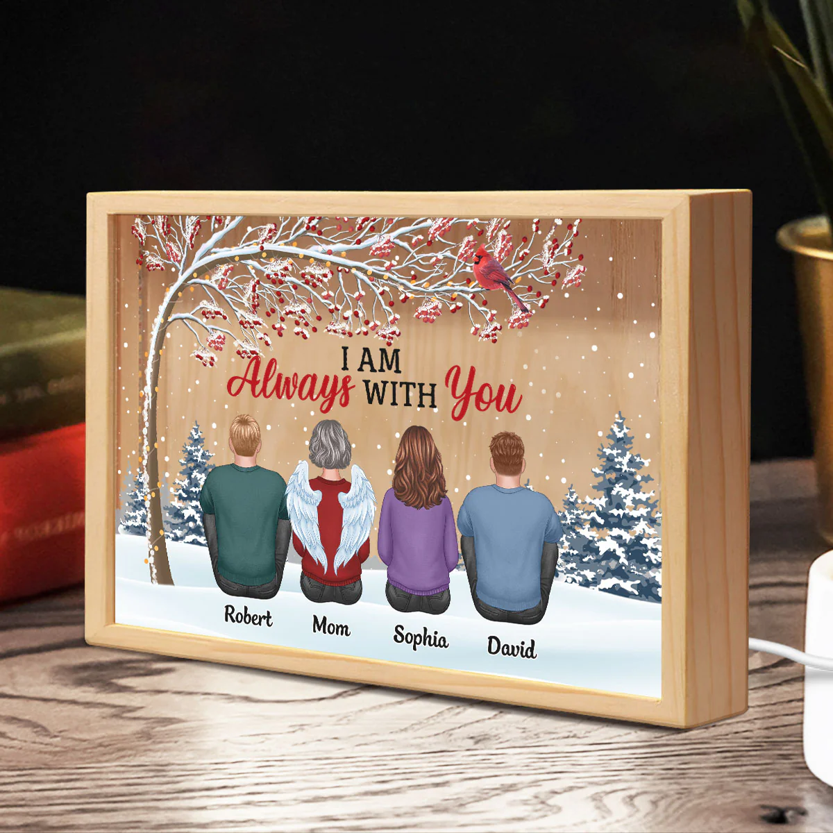 Berry Tree Always With You Family Dad Mom Kids Dogs Cats Memorial Remembrance Sympathy Gift Personalized Wooden Frame Light Box - Image 6