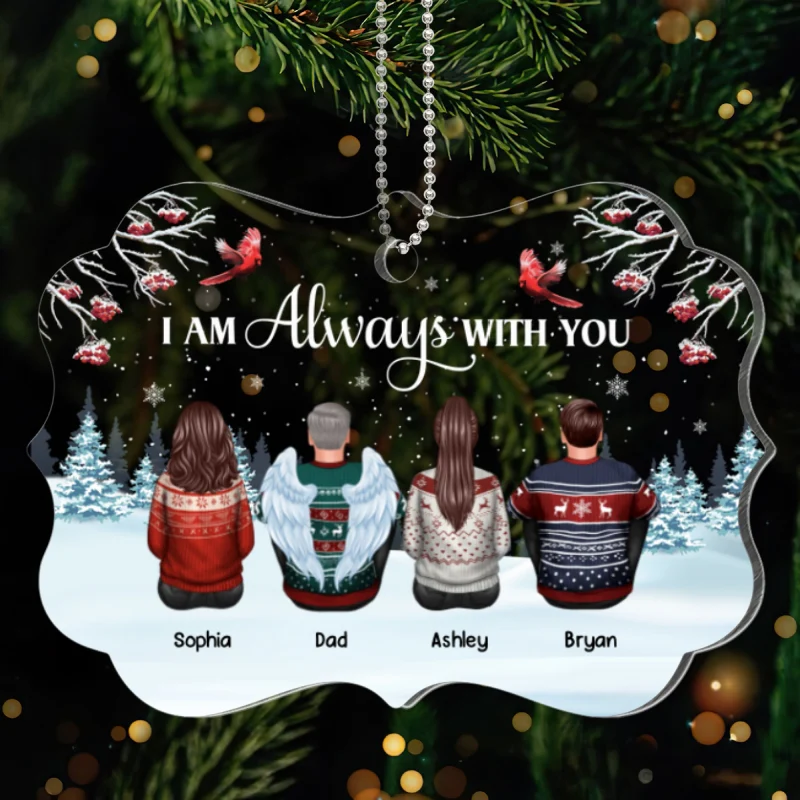 Berry Tree In Snow Family Memorial Remembrance Gift Keepsake Personalized Acrylic Ornament - Image 4