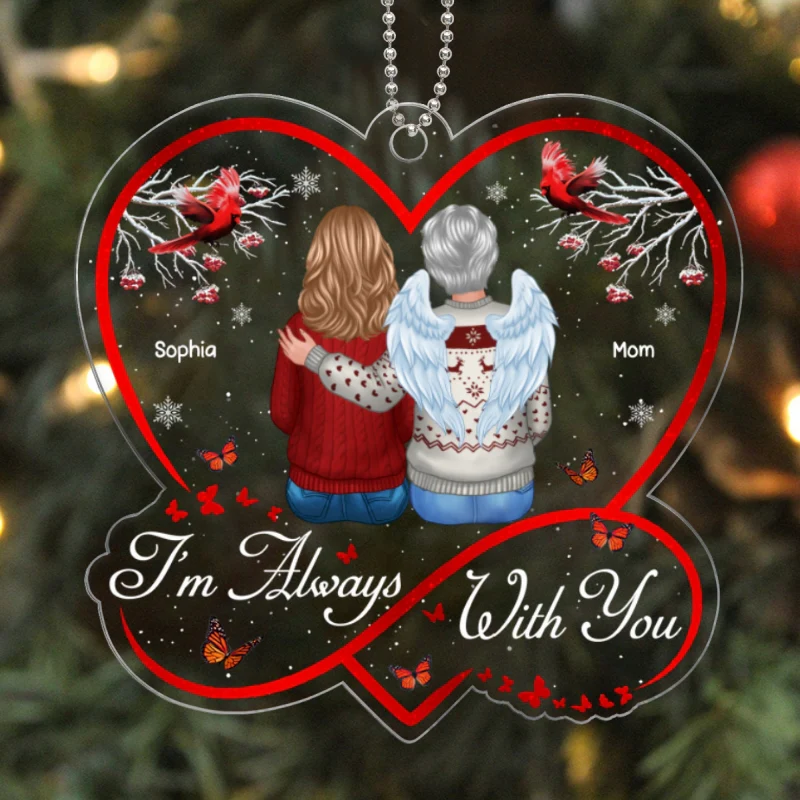 Berry Tree Infinity Heart Cardinals I Am Always With You Christmas Family Memorial Remembrance Gift Personalized Acrylic Ornament - Image 5