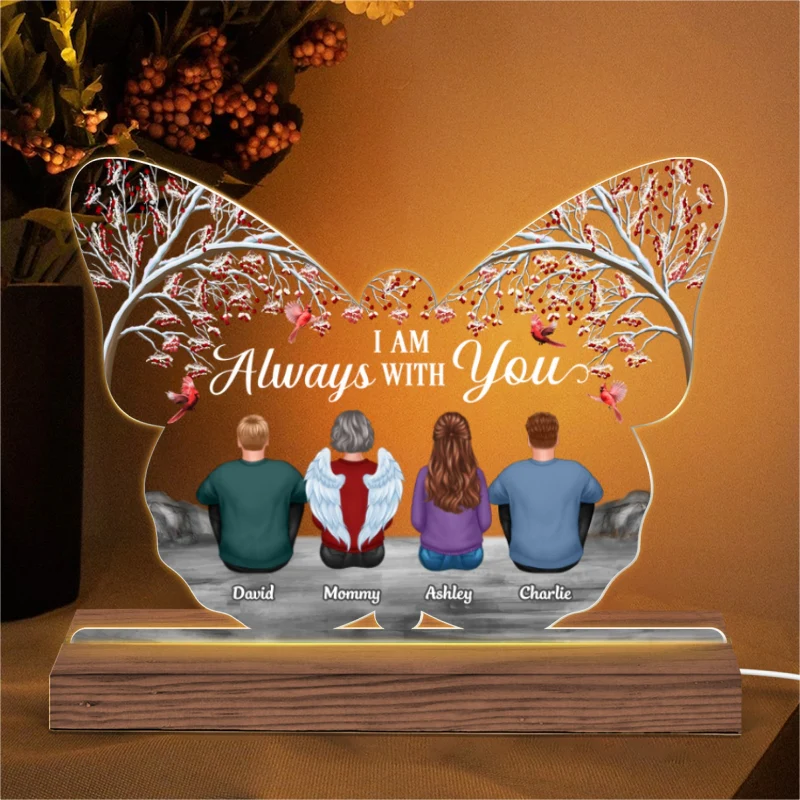 Berry Tree Memorial Family Butterfly Shaped Personalized Custom Shape LED Night Light - Image 5