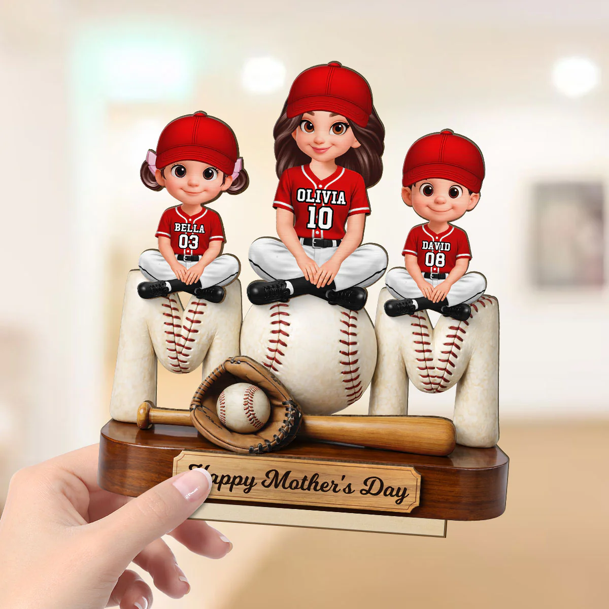 Best Baseball Mom Ever - Personalized 2-Layered Wooden Plaque - Mother's Day Gift For Baseball Mom - Image 10