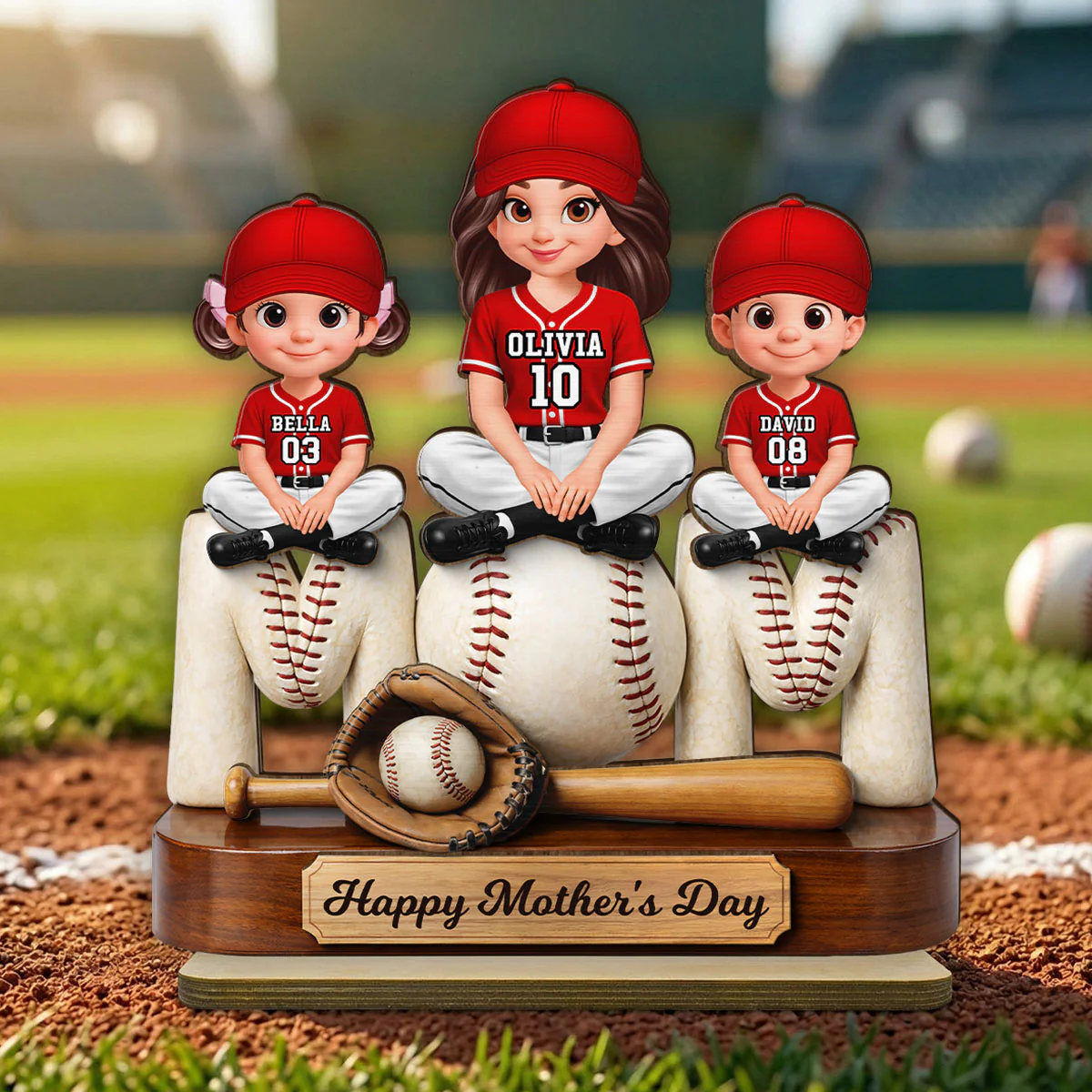 Best Baseball Mom Ever - Personalized 2-Layered Wooden Plaque - Mother's Day Gift For Baseball Mom - Image 12