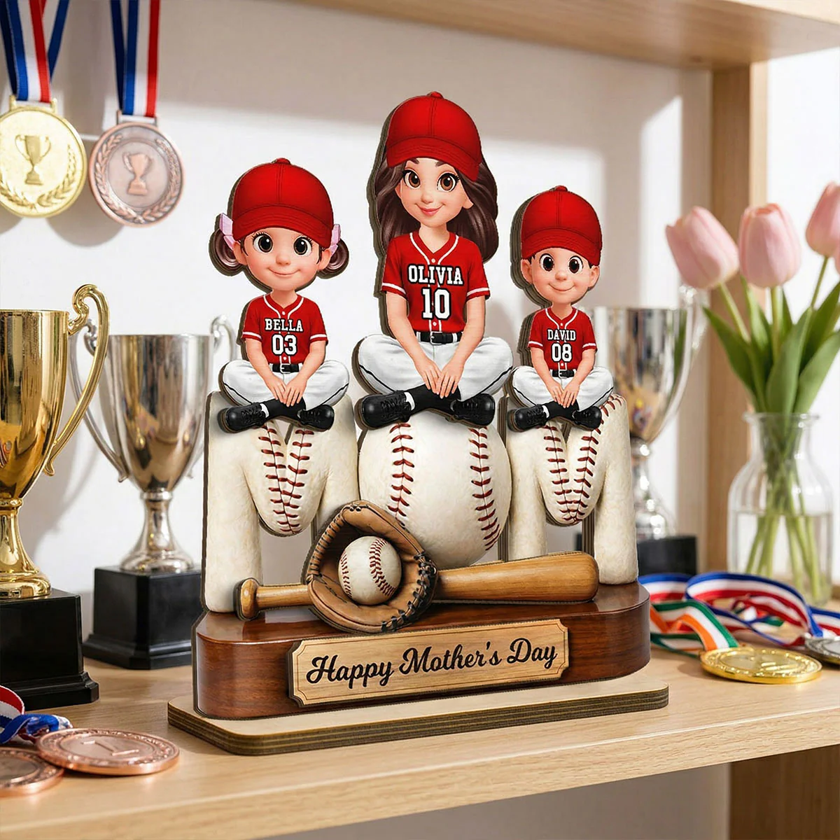 Best Baseball Mom Ever - Personalized 2-Layered Wooden Plaque - Mother's Day Gift For Baseball Mom - Image 2