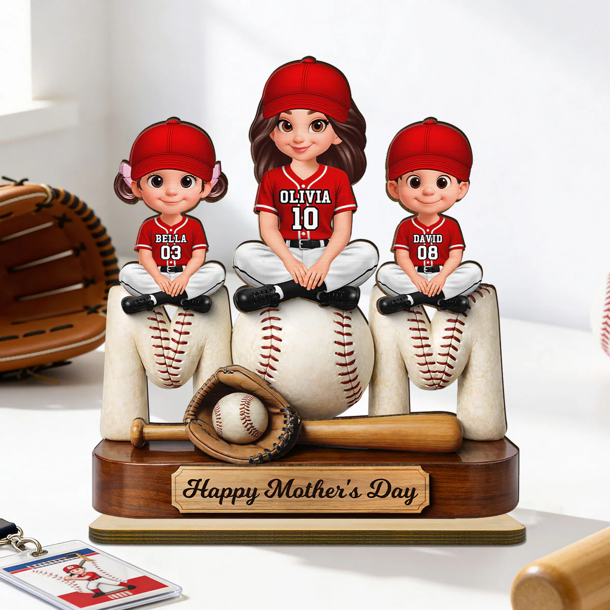 Best Baseball Mom Ever - Personalized 2-Layered Wooden Plaque - Mother's Day Gift For Baseball Mom - Image 3