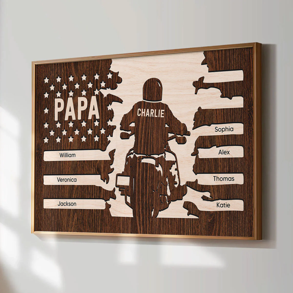 Best Biker Papa Grandpa Ever Nation Flag Kids Names Personalized Poster - Image 4