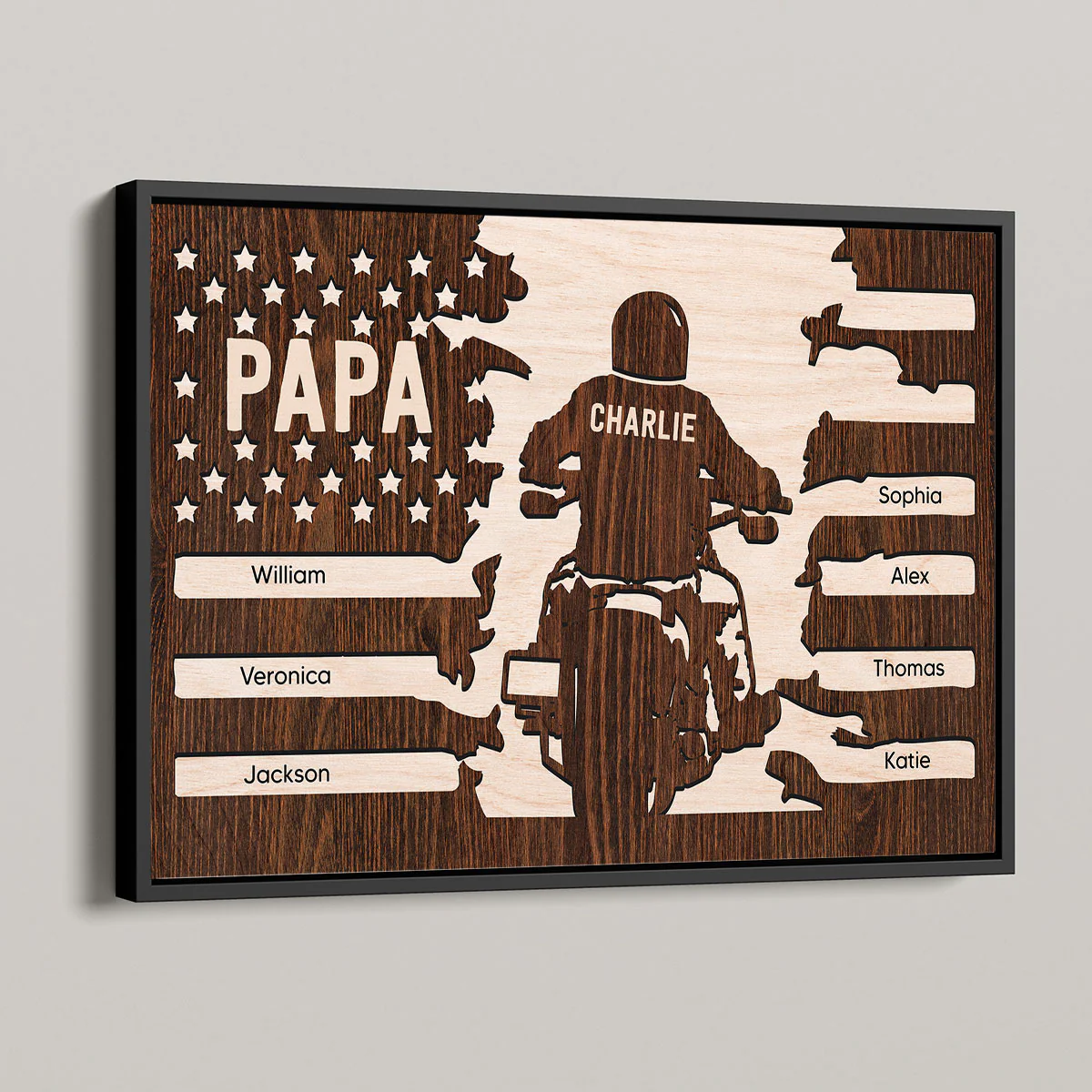 Best Biker Papa Grandpa Ever Nation Flag Kids Names Personalized Poster - Image 7