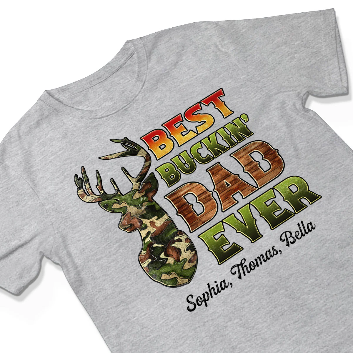 Best Buckin‘ Dad Hunting Camouflage Personalized Shirt - Image 3